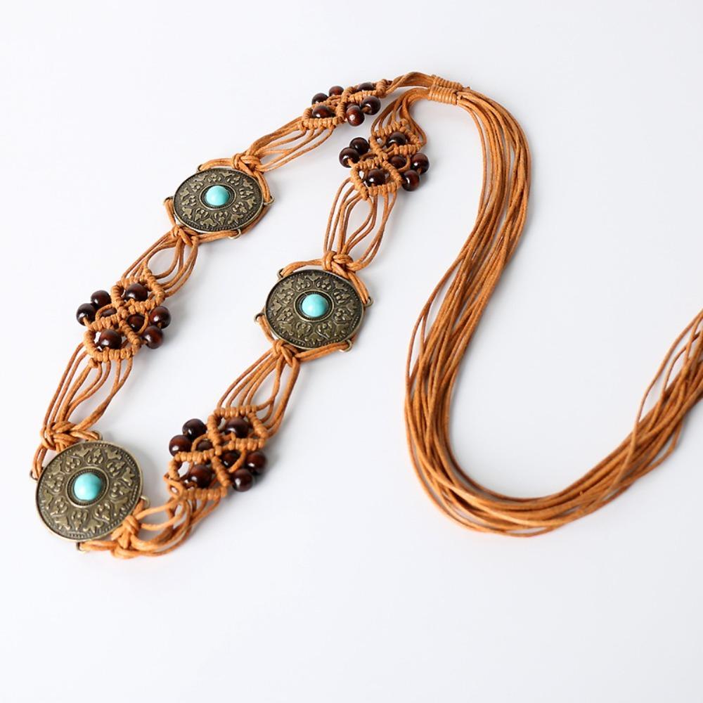 Accessories Versatile Woven Belt Bohemia Dress Casual Waist Chain Bohemian Waist Decoration  Skirt