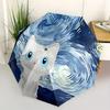 1pc Van Gogh Cat Automatic Open 8-Rib Windproof Umbrella, Travel & Commuting, Suitable for All Seasons