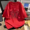 Heart Glasses Golden Retriever Graphic Tee Cute Dog Red Love Heart Unisex Streetwear Shirt Valentines Day Gift Funny Cotton Tee