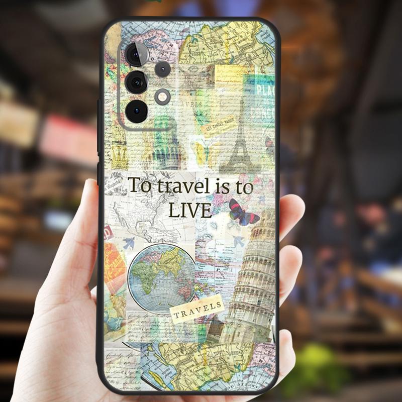 World Map Travel Case For Samsung Galaxy A15 A35 A55 A53 A33 A13 A36 A56 A26 A16 A22 A32 A52 A54 A34 A05 A06