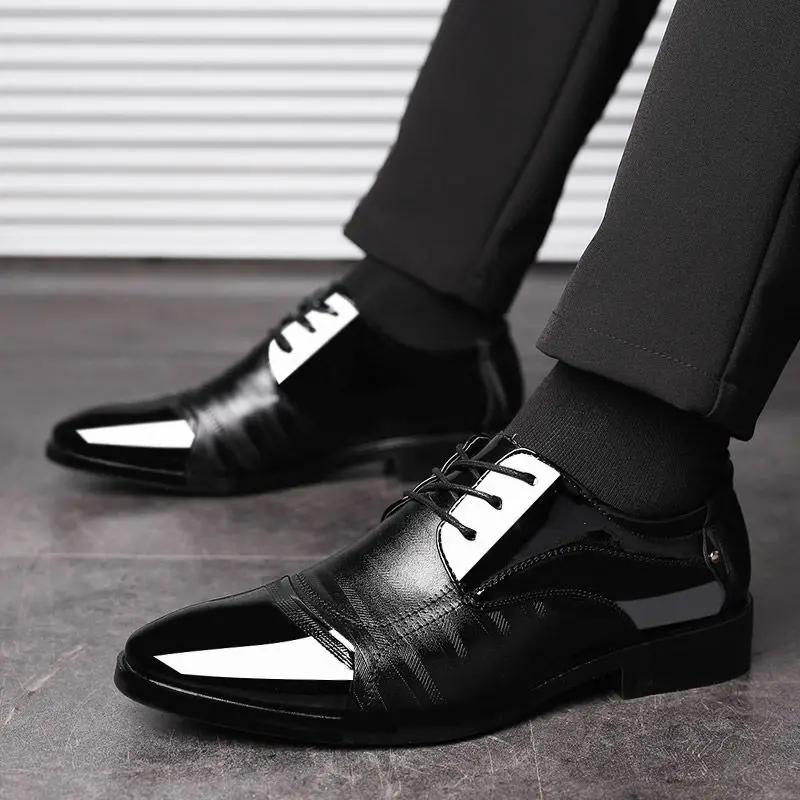Business Black Lace-up British Style Men's Formal Shoes Clothing Elegant and Classic Leather Not Casual 39 New Social Shoe Male