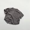 Children's Summer Short Sleeve Shirt Middle Kids Stripe Standing Collar Comfortable Casual Tops