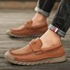 FashionStylish Leather Flats Men Summer Sneakers Leisure Walk Hiking Shoes Non-Slip Man Outdoor Shoes Vintage Style Treking Footwear