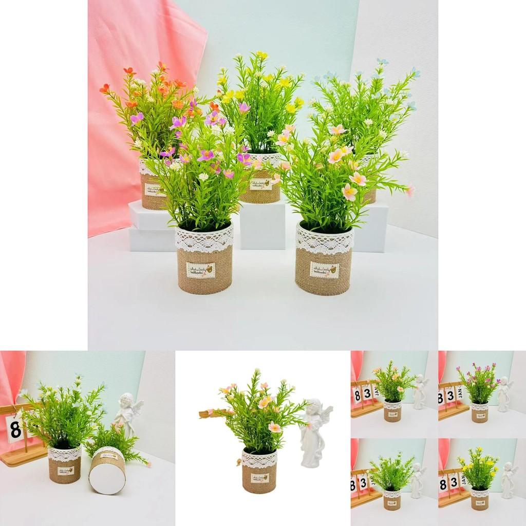 Small Fabric Flower Pot Decor With Faux Greenery For Restaurant And Hotel Ambiance