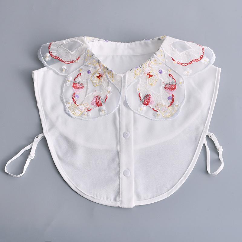 Women Embroidery Lace Detachable Lapel Fake Collar Shirt White Ruffles False Collar Woman Removable False Blouse Nep Kraagie