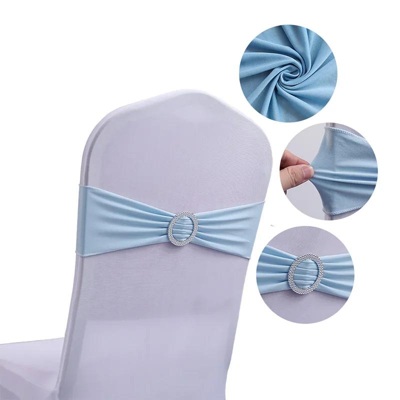 10/50 Pcs Polyester Spandex Chair Sashes Bands Stretch Chair Ties Bows with Buckle Slider for Wedding Banquet Party Decoration