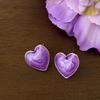 Big Heart Purple Color Stud Earring for Women Simple Enamel Glaze Personality Jewelry Christmas Halloween Girl Gift
