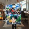 My Hero Academia Deku & Bakugo Pattern Flannel Blanket, High Quality Comfortable for All Seasons, Home Decor, Warmth and Comfort, Perfect for Gifts.
