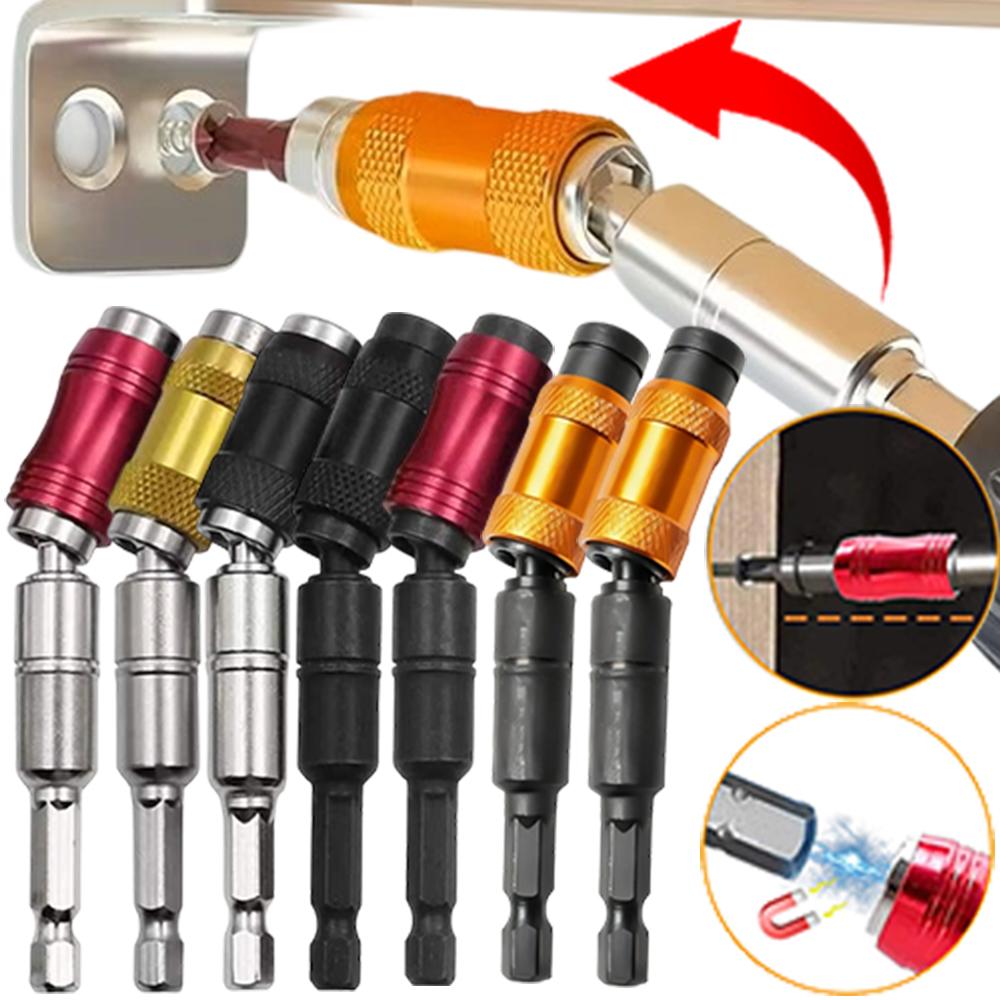 Strong Magnetic Drill Bit Holder 0-20°Swivel Joint Extension Rod with Sliding Sleeve Screwdriver Guide Tool DIY Swiveling Holder