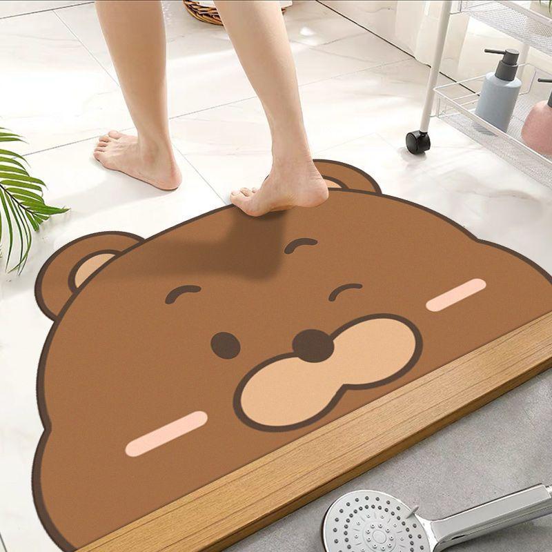 Tapete de Chão de Lama Diatomácea Desenho Animado Tapete de Chão de Banheiro Absorção de Água Secagem Rápida Tapete Antiderrapante Resistente à Sujeira e Fácil de Cuidar Tapete para os Pés