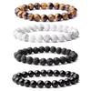 1pc Beaded Bracelet Lovers 0.32in/8mm Natural Stone Beads Men's Black Onyx Lava Tiger Eye For Women/Men Jewelry