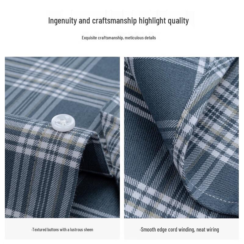 Chemise à manches longues en coton brossé à carreaux pour homme Luomeng