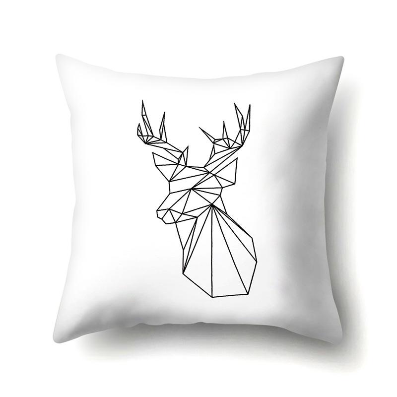 Polyester Pillowcase Black and White Printed Pillowcase Waist Cushion Cover Geometric Cushion Head Cushion Cover