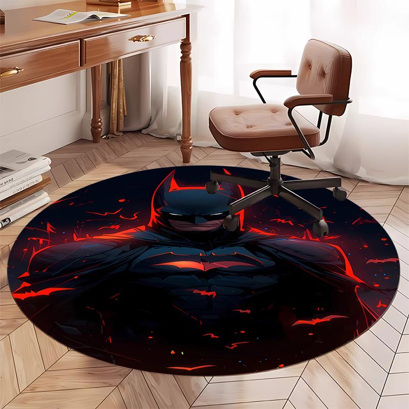 Batman Printed Round Rug Carpet Chair Rug Area Rug Entryway Doormats,for Office Chair Living Room Bedroom Kitchen Room.