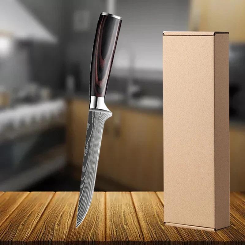 WXCOO Japanese Kitchen Chef's Knife Damascus Kitchen Steel Stainless Fish Fillet Slicing Santoku Knife Meat Cleaver Knife