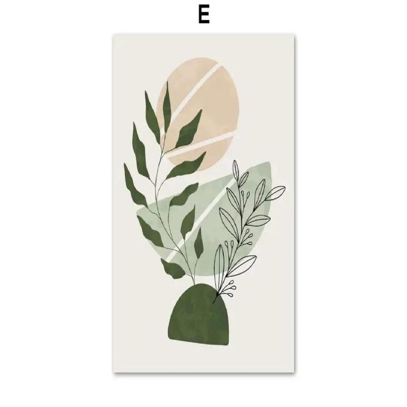 Boho Salbeigrün Pflanze Leinwandkunst Geometrisch Abstrakt Nordisch Wandposter Heimdekor Drucke