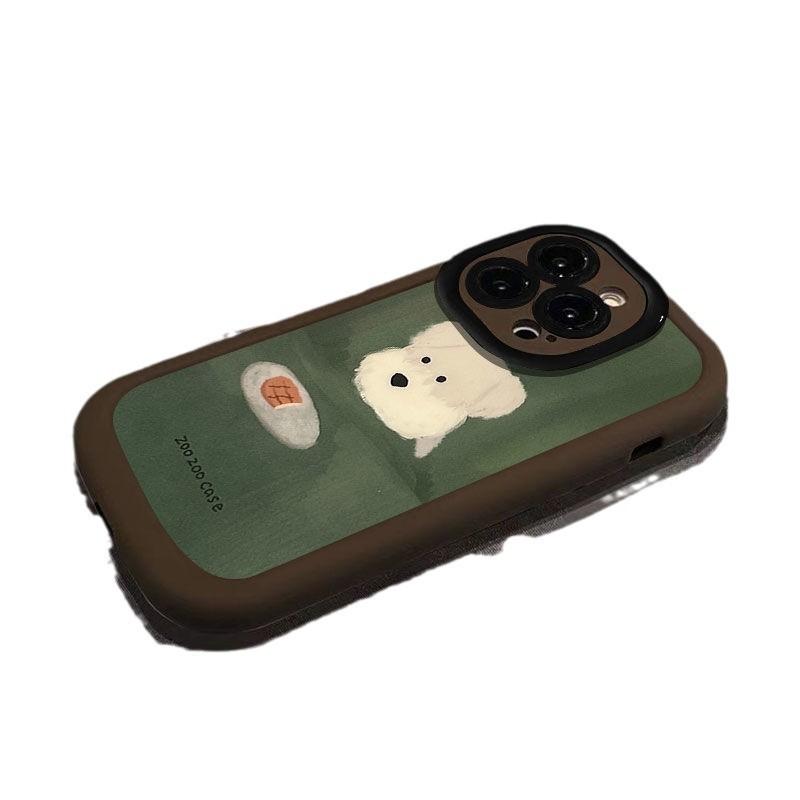 Oil Painting High-value Puppy Suitable for Apple 16 Mobile Phone Case IPhone 15 Promax Cute VIVOS19 Creative