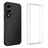 For Samsung Galaxy S25 Edge Magnetic Case WANLONFENG TQ1 Series Carbon Fiber Texture PC TPU Phone Cover with 2Pcs Screen Films