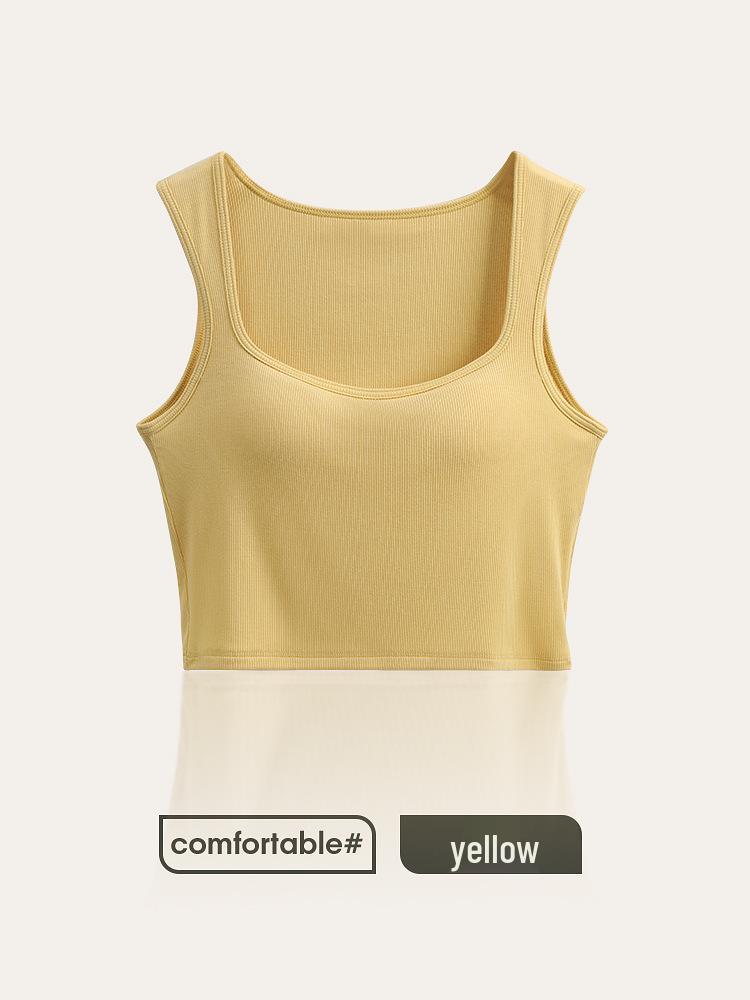 Women's Summer Sling Tank Top with Integrated Padded Bra, Thin Style, Anti-Auxiliary Breast Bandeau.