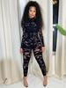 European & American Fashion Lace Hollow Out Jumpsuit - Women's Sexy Long Sleeve, Round Neck, Hip-Lifting Design