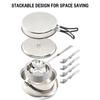Camping Cookware Mess Kit for 4 Persons Stainless Steel Cooking Set with Pot Pan Soup Spoon Bowls