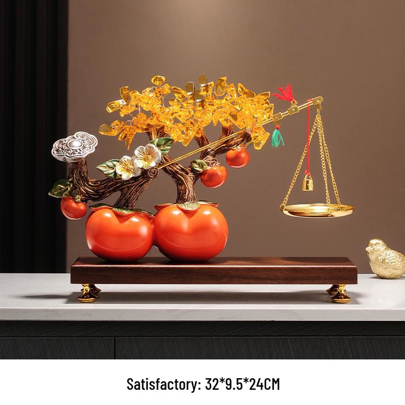 Luxurious Persimmon Wealth-Attracting Ornament - Foyer & Living Room Fortune Tree, Perfect Housewarming Gift for New Home