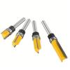 4pcs,1/4-Inch Shank Bearing Guided Pattern Router Bit - Woodworking Edge Trimming Tool with Double-Edged Straight Cutter