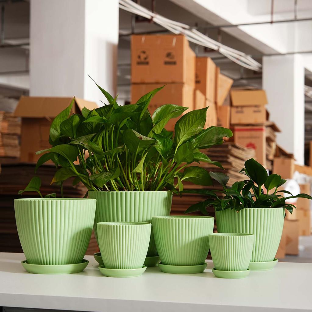 Vertical Pattern Thickened Pot, Potted Plant, Non Ceramic Pot, Balcony Small Flowerpot
