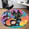 1PC Galaxy Cat Office Round Area Rug,  Mat Suitable ForOffice, Under Office Chairs Bedroom Living Room Home Decor, Room Deco