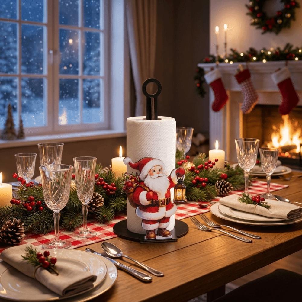 2D Flat Roll Paper Towel Holder Wooden Vertical Napkins Rack Paper Towel Holder  Christmas Gifts