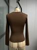 Trendy Women's Casual Long-Sleeve Solid Color Slim Pullover T-Shirts for Spring and Autumn.