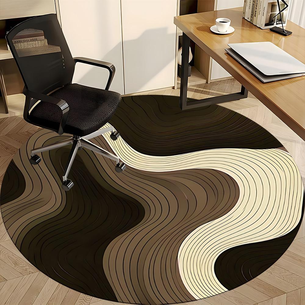 1pc Wave Form Office Round Area Rug, Indoor Mat Suitable For Office, Under Office Chairs Bedroom Living Room Home Decor, Room Deco