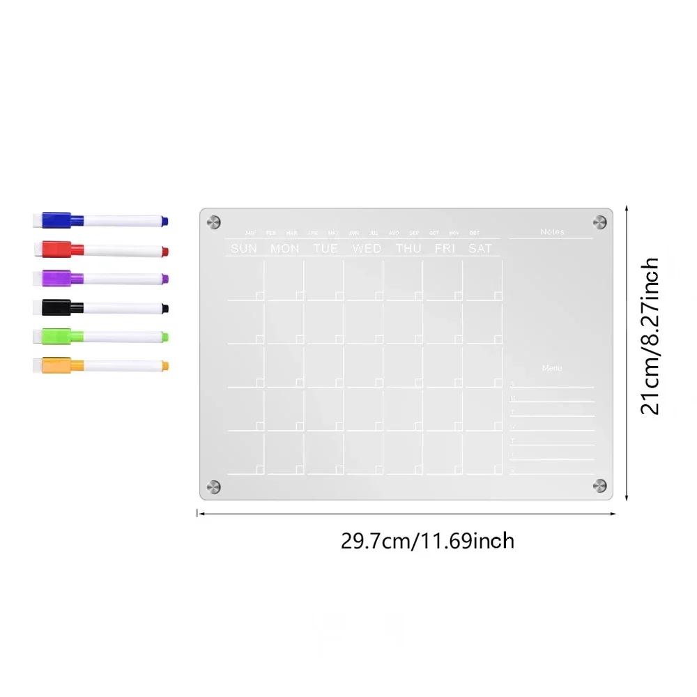 Calendario Acrilico Magnetico Con 6 Pennarelli Lavagne Per La Pianificazione Planner Mensile Settimanale Adesivi Murali Per Frigorifero Frigorifero Decorazioni per la Casa