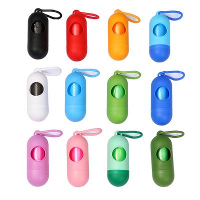 Portable Pet Waste Bag Dispenser Pill Shape Bullet-Shaped Garbage Box Cats Dogs Poop Extractive Clean-Up Bags Outside Walking