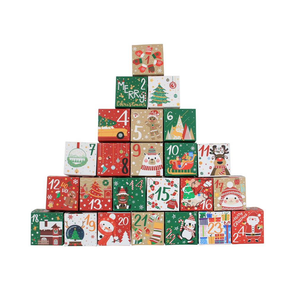 

S# 24 pièces/ensemble boîte à bonbons 1-24 boîte de rangement de cadeau de noël