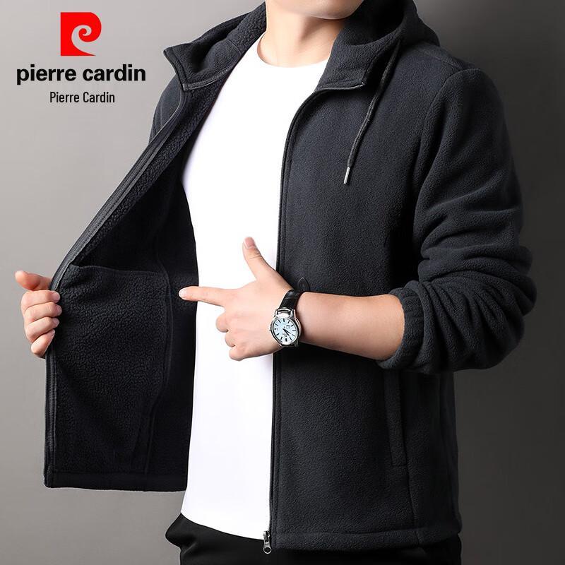 Pierre Cardin Herren Doppelseitiges Fleece Kapuzen-Sweatshirt mit Reißverschluss