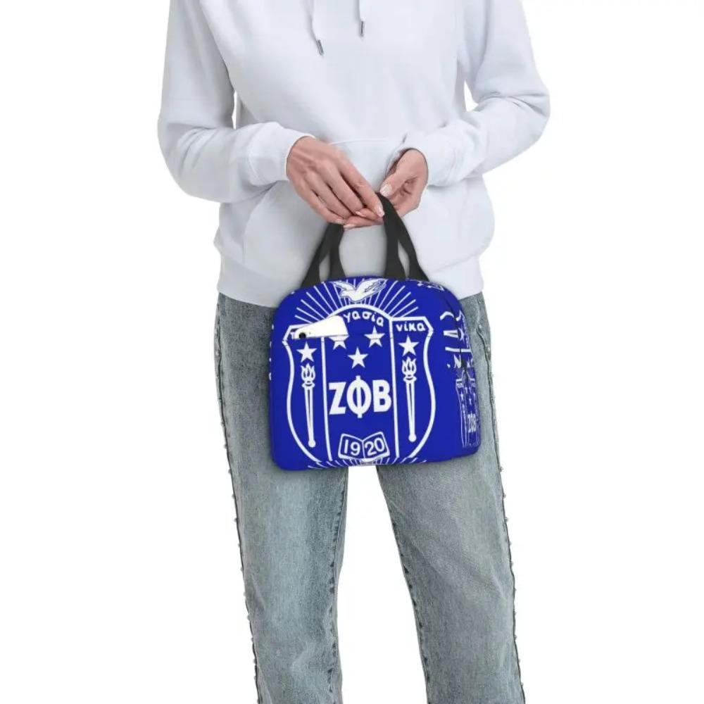 Custom Zob Zeta Phi Beta Greek Letter Insulated Lunch Bags for School Office Leakproof Thermal Cooler Bento Box Women Children