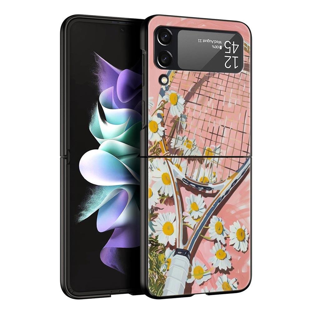 

Чехол для телефона Samsung Galaxy Z Flip 3 4 5 6 7 Складной Черный Корпус Для Samsung Z Flip4 Flip5 ПК Жесткая Крышка Спорт Теннис Galaxy Z Flip5