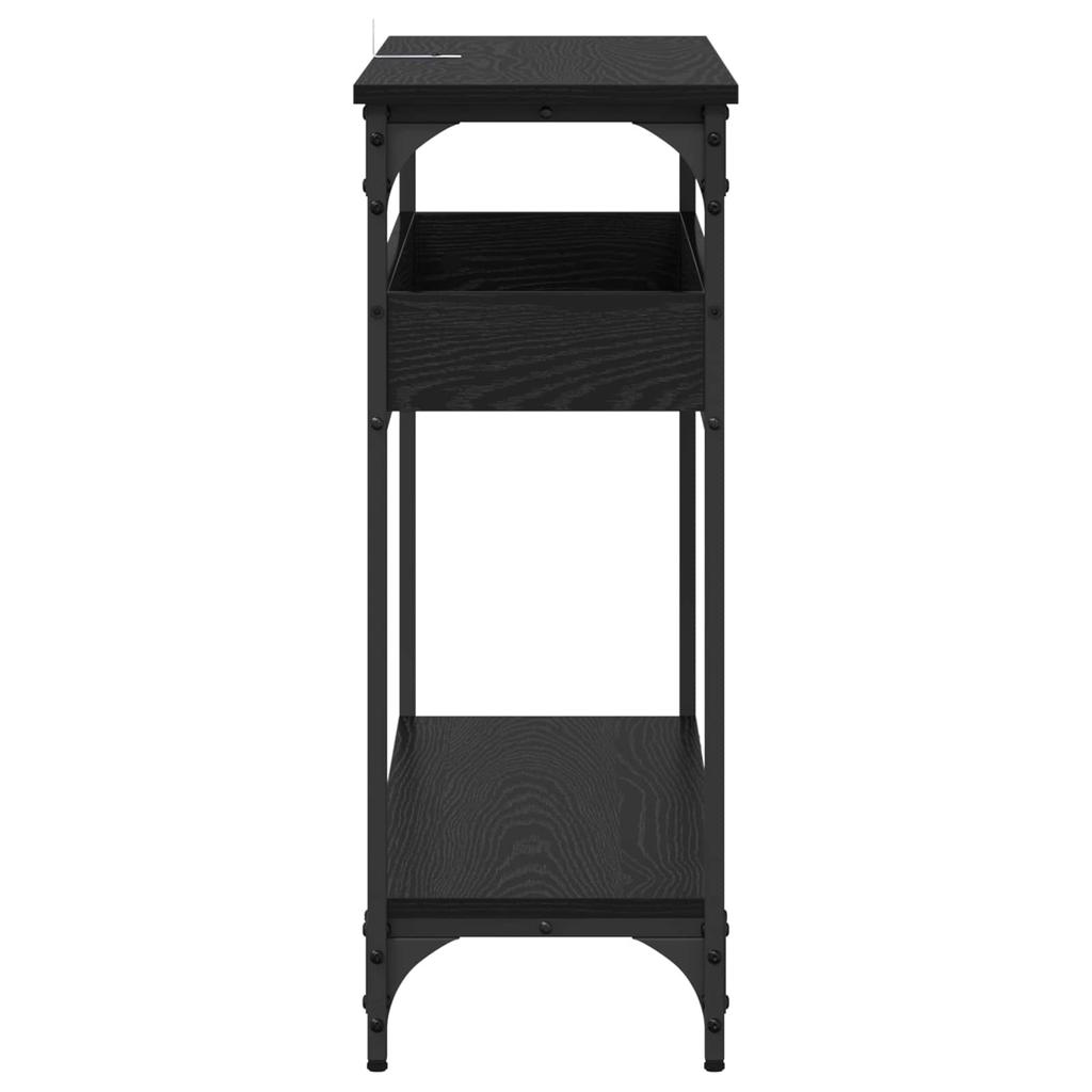 Console Table with Shelf Black Oak Effect 100 X 29 X 75 Cm