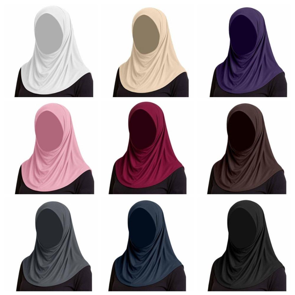 Soft Ramadan Hijab Solid Color Islamic Headscarf India Hat Headband Hat Outdoor