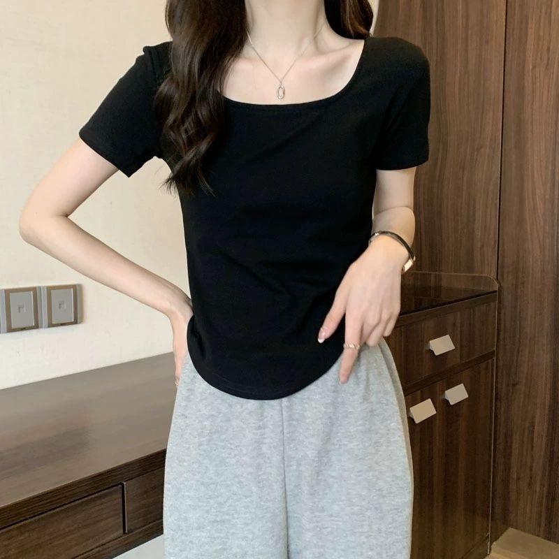 Tshirt For Women Summer Lace Panel Vneck Short Sleeve With Bow Embroidery Oversize Style