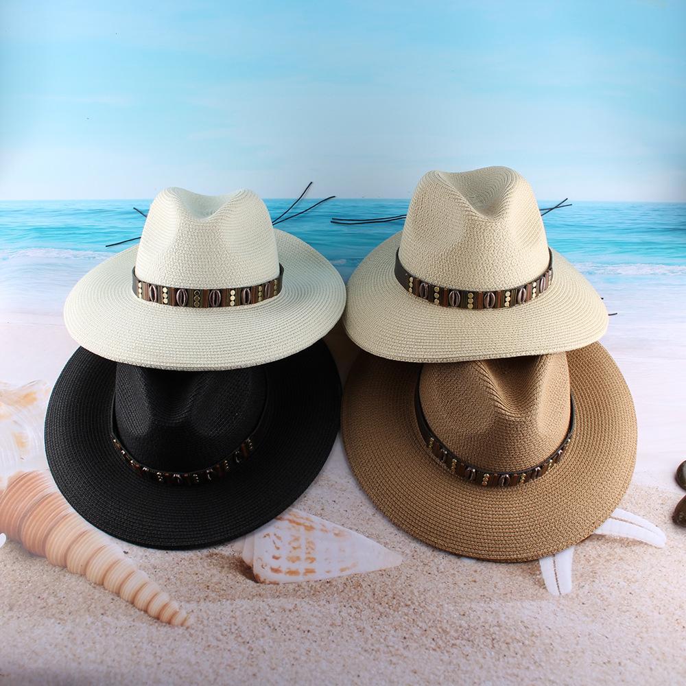 Hot Sale New Couple Hat Women's European and American Jazz Top Hat Outdoor Beach Hat Sunscreen Shade Straw Hat