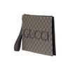 Gucci Brand Logo Zipper Closure Supreme Canvas Canvas Bag Clutch Men's Gray and Black