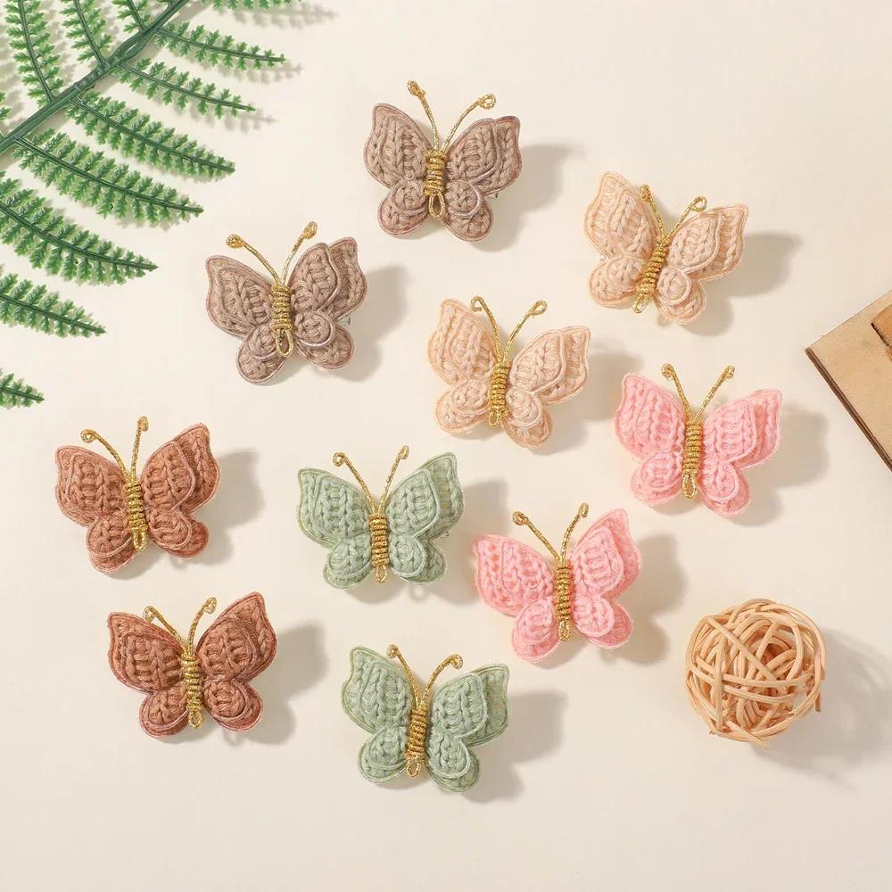 10Pcs/Set New Baby Hairs Clips Wool Knitting Headwear for Girls Children Handmade Butterfly  Hairpins Hair Accessories Gifts