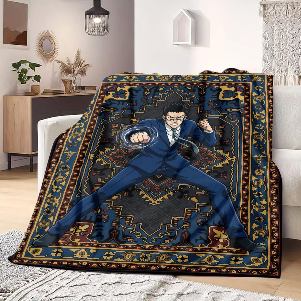 Hunter Anime Print Blanket Warm Comfortable Flannel Blanket Suitable for Bedrooms, Sofas, Beds, Chairs, Picnics, Travel