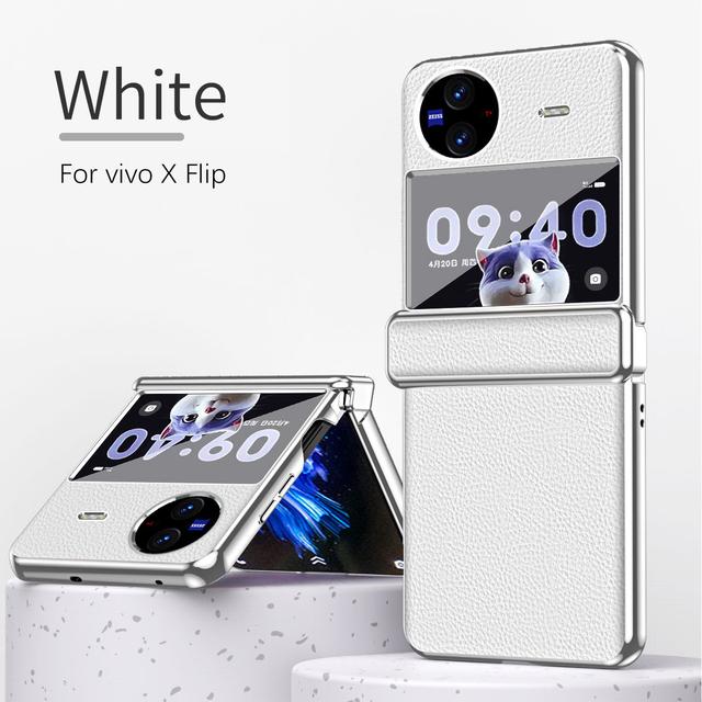 

Чехлы на шарнирах 3 в 1 для Vivo X Flip 5g, кожаный жесткий защитный пластиковый чехол для телефона из ПК для Vivo X, откидная крышка For VIVO X Flip белый