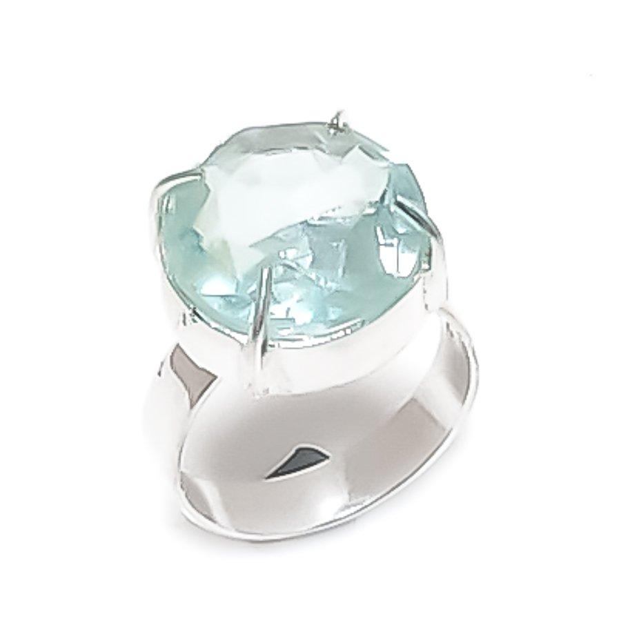 

Swiss Blue Topaz Gemstone Handmade 925 Sterling Silver Jewelry Ring Size 8 K4S67
