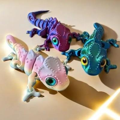 3D Printing Chameleon Figures Multi-joint Movable Simulation Eyes for Home Accessories Kids Toys Gift Living Room Decoration