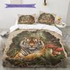 Vintage tiger  Pattern Bedding Quilt Set Quilt Cover Pillowcase Home Decoration  Gift (1 * duvet cover + 2 * pillowcase, without core)