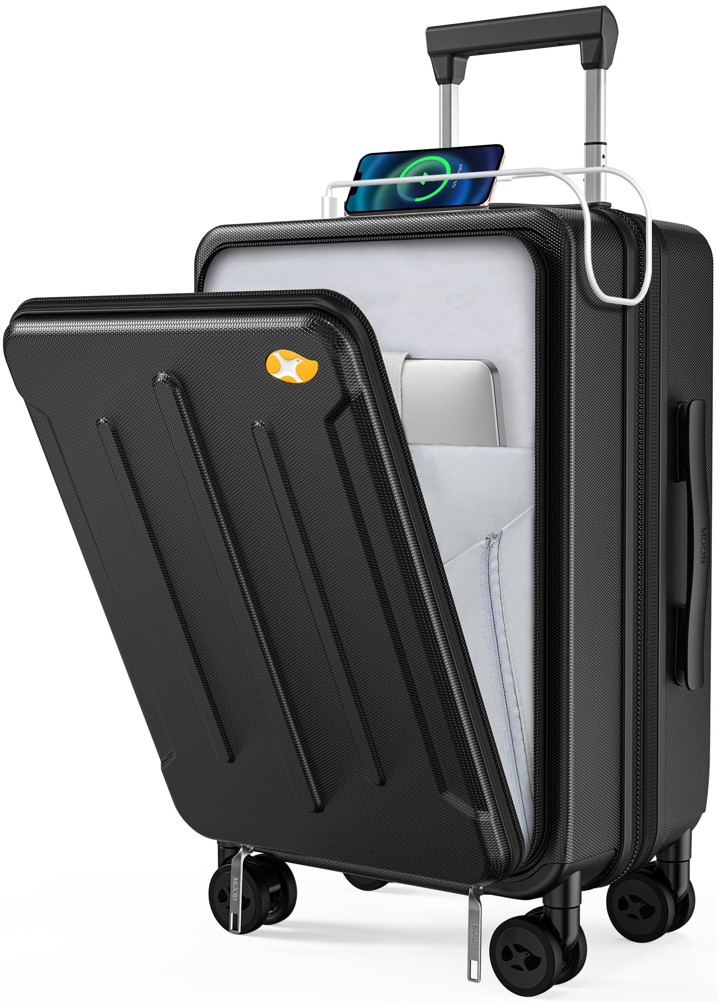 

Чемодан с расширяемым большим передним отделением, тихий ПК для и бизнеса с USB, YKK, кодовым замком TSA, вертикальным узором, вместимостью 43 л [MGOB] Ручная кладь